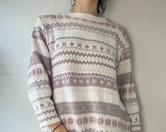 90s 'Anreis' Sport Cotton Knit Oversized Sweater / Medium