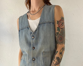 70s Denim Workers Vest / Large