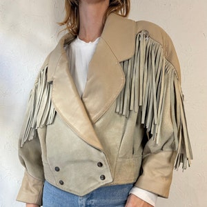 90s 'D'Piel Cevis' Two Tone Suede Leather Fringe Jacket / Medium