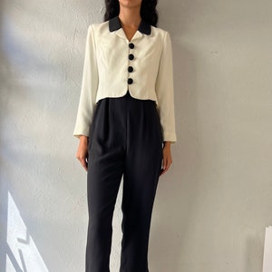 90s &#39;Liz Claiborne&#39; Black and White Jumpsuit / Small