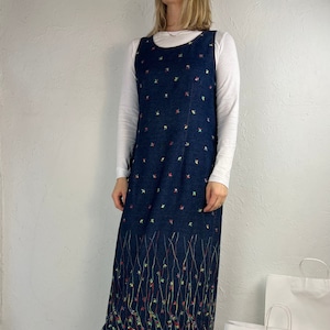 90s ‘Sketches’ Sleeveless Denim Maxi Dress / Medium