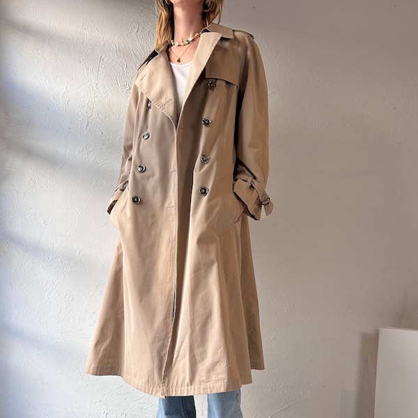 90s 'London Fog' Classic Beige Lined Trench Coat / Large