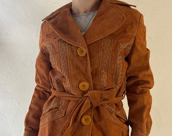 80s Orange Suede Leather Jacket / Medium - Etsy