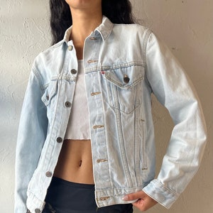 90s &#39;Levis&#39; Light Wash Denim Jacket / Made in USA / Small