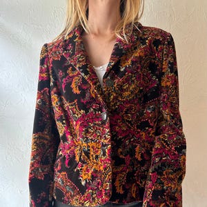 90er Jahre ‘Liz Claidose‘ Velvet Floral Blazer Jacke / Medium