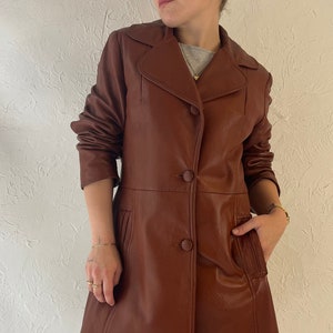 90s &#39;Trojan&#39; Burgundy Leather Half Trench Jacket / Medium
