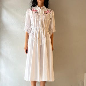 80s ‘Western Collection’ White Fringe Dress / Small