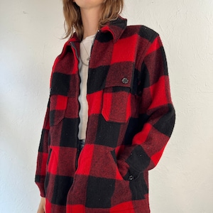 90s &#39;Woolrich&#39; Red Plaid Wool Nylon Jacket / Small - Medium