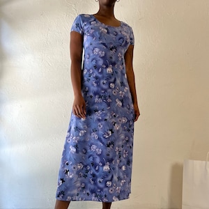 Y2k &#39;All That Jazz&#39; Blue Floral Print Dress / Medium