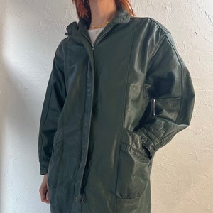 Y2K 'Jaqueline Ferrar' Green Leather Jacket / Small zdjęcie 1