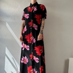 Y2k 'Jack Mulqueen' Silk Floral Maxi Dress / Large