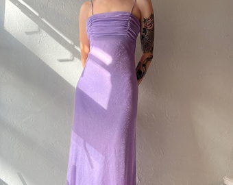 90s 'Be Smart' Formal Purple Maxi Prom Dress / Small