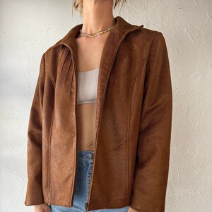 Y2K Tanjay Brown Faux Leather Jacket Medium