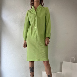Y2K &#39;Giselle&#39; Lime Green Collared Dress / Medium