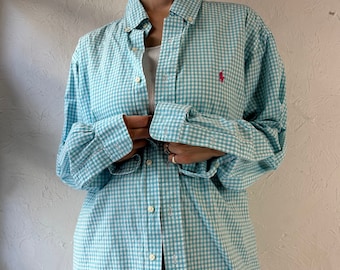 希少 Polo by Ralph Lauren Caldwell Oxford Vintage 90's Polo Ralph Lauren Caldwell Cotton Blue Checkered