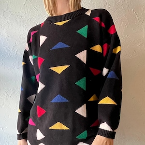 80s Cotton Knit Crew Neck Sweater / Small