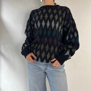 90s 'Jonathan Bryan' Diamond Acrylic Knit Sweater / Medium image 1
