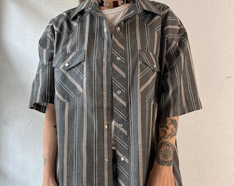 Y2k ‘Wrangler’ Gray Snap Up Western Shirt / XL