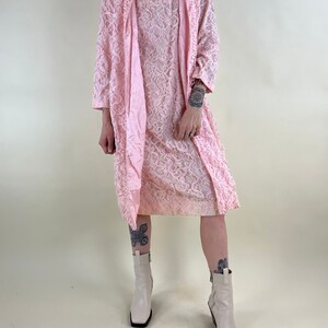 60s Pink Lace Two-Piece Dress and Coat Set / Small Medium image 3