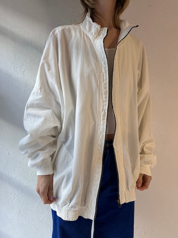 90s 'Ezze Wear' White Cotton Jacket / XL - image 7