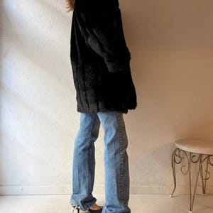 90s 'Dennis Basso' Black Faux Fur Jacket / XS