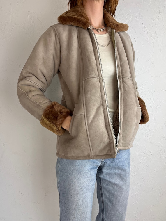 Shearling hot sale jacket suede