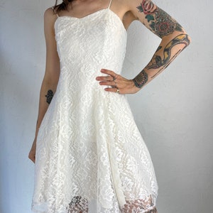 90s White Lace Party Dress / Small - Medium