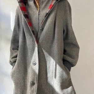 70s Gray Wool Nylon Winter Coat / Medium