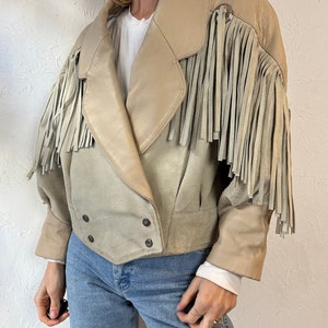 90s 'D'Piel Cevis' Two Tone Suede Leather Fringe Jacket / Medium