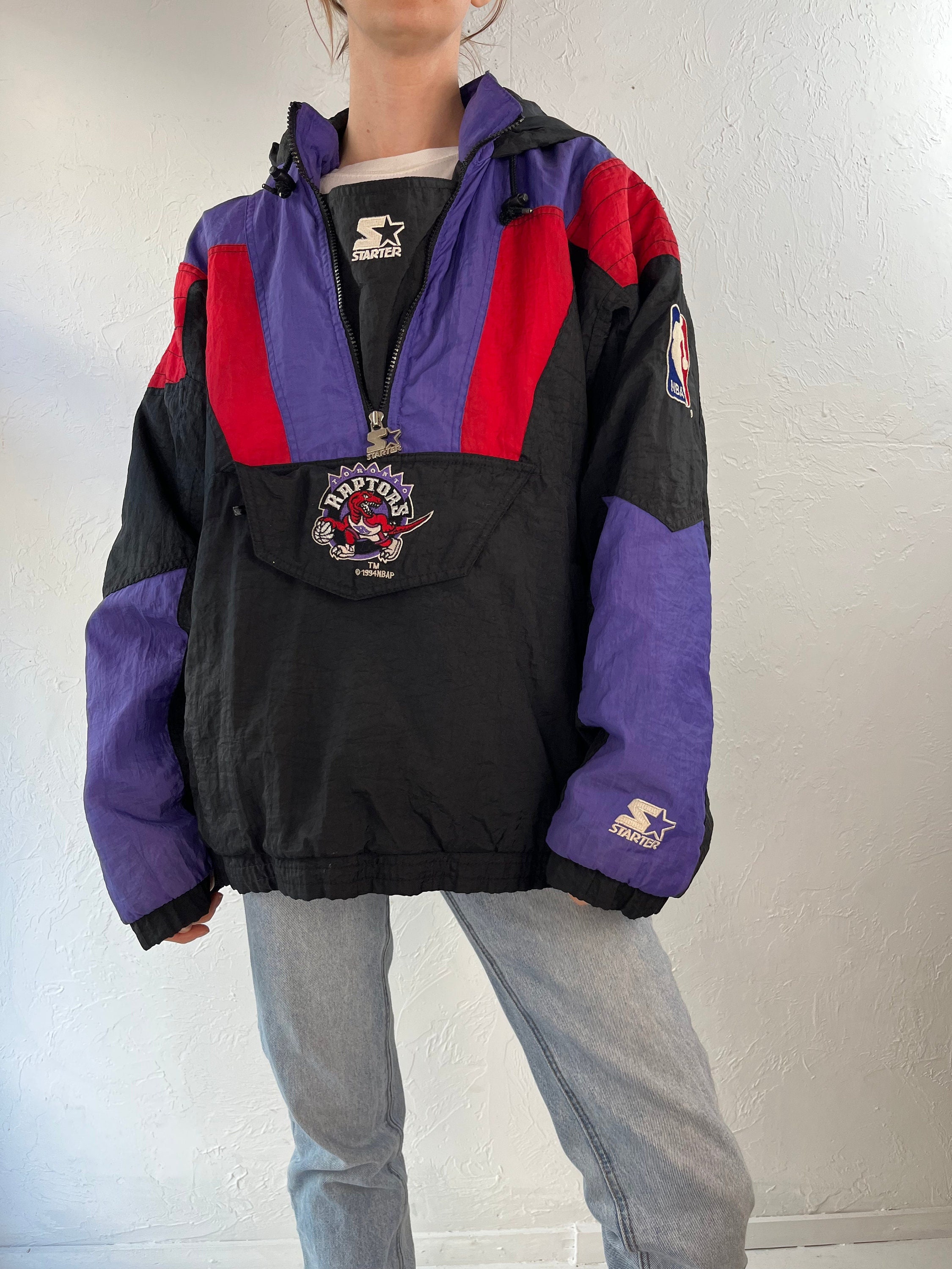 TORONTO RAPTORS Vintage STARTER Jacket Parka Color Block Nba