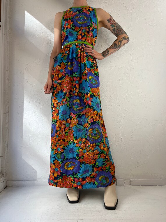 70s 80s Floral Print Maxi Dress W/ Keyhole Back / Small -  Canada