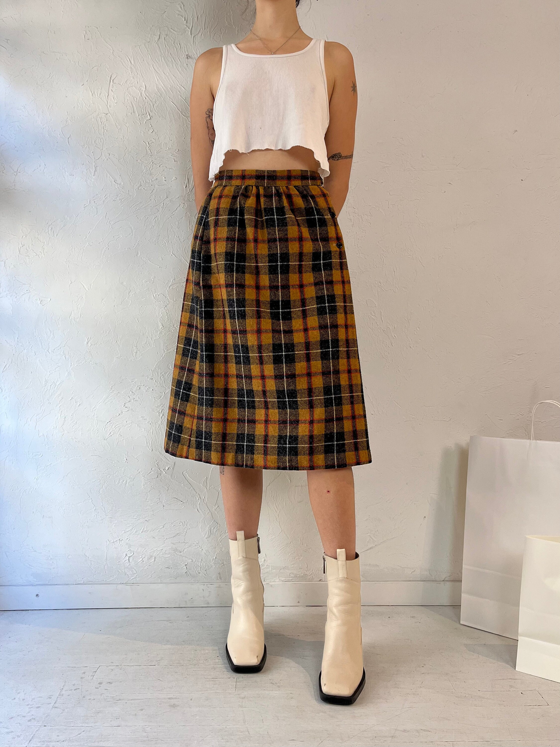 Plaid paperbag skirt sales