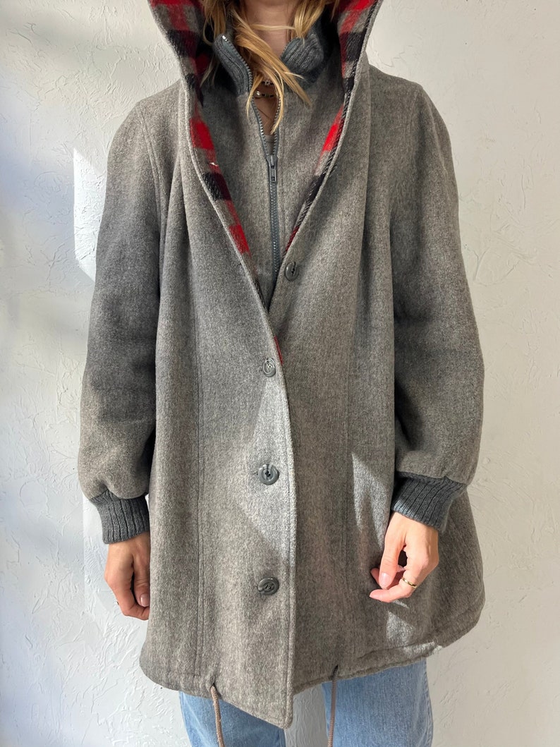 70s Gray Wool Nylon Winter Coat / Medium