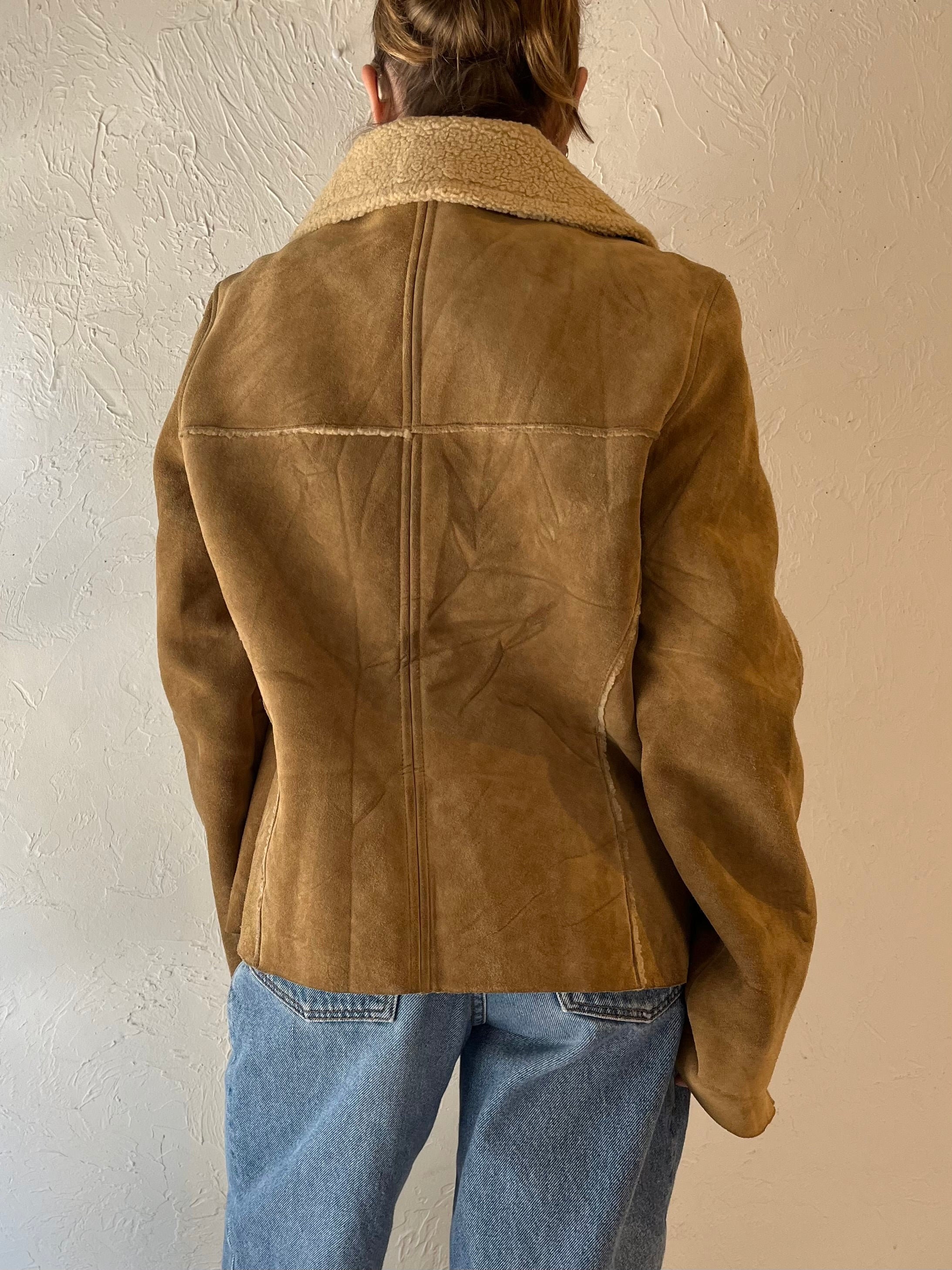 Y2k 'gap' Suede Leather Faux Shearling Lined Jacket / Medium - Etsy