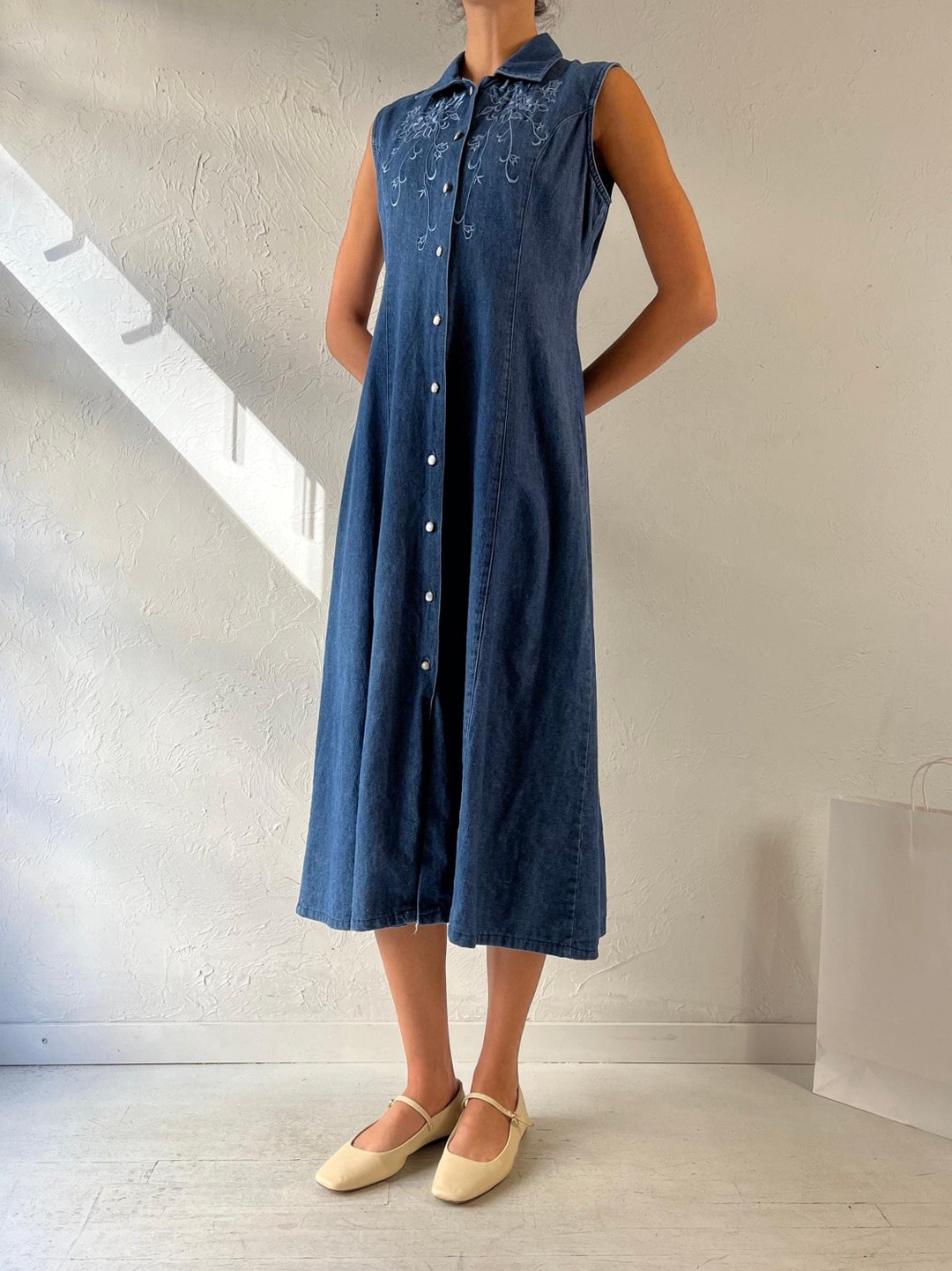Y2K Sexy Denim Maxi Dress (S)