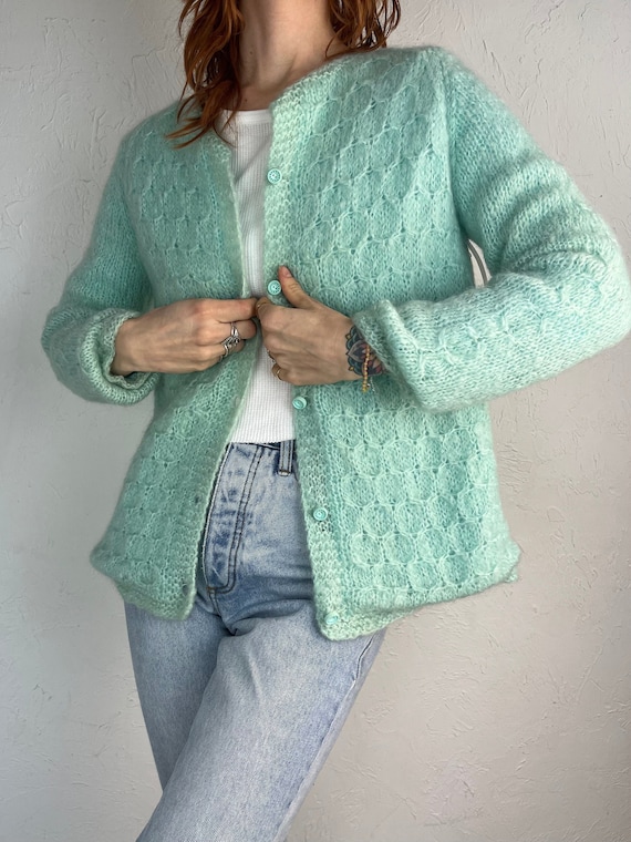 Mint green top cardigan sweater