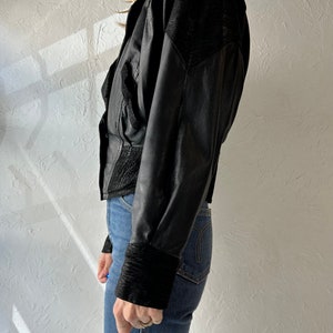 90s 'Chia' Black Leather Jacket / Small