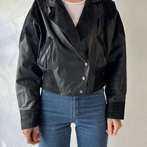 90s 'Chia' Black Leather Jacket / Small