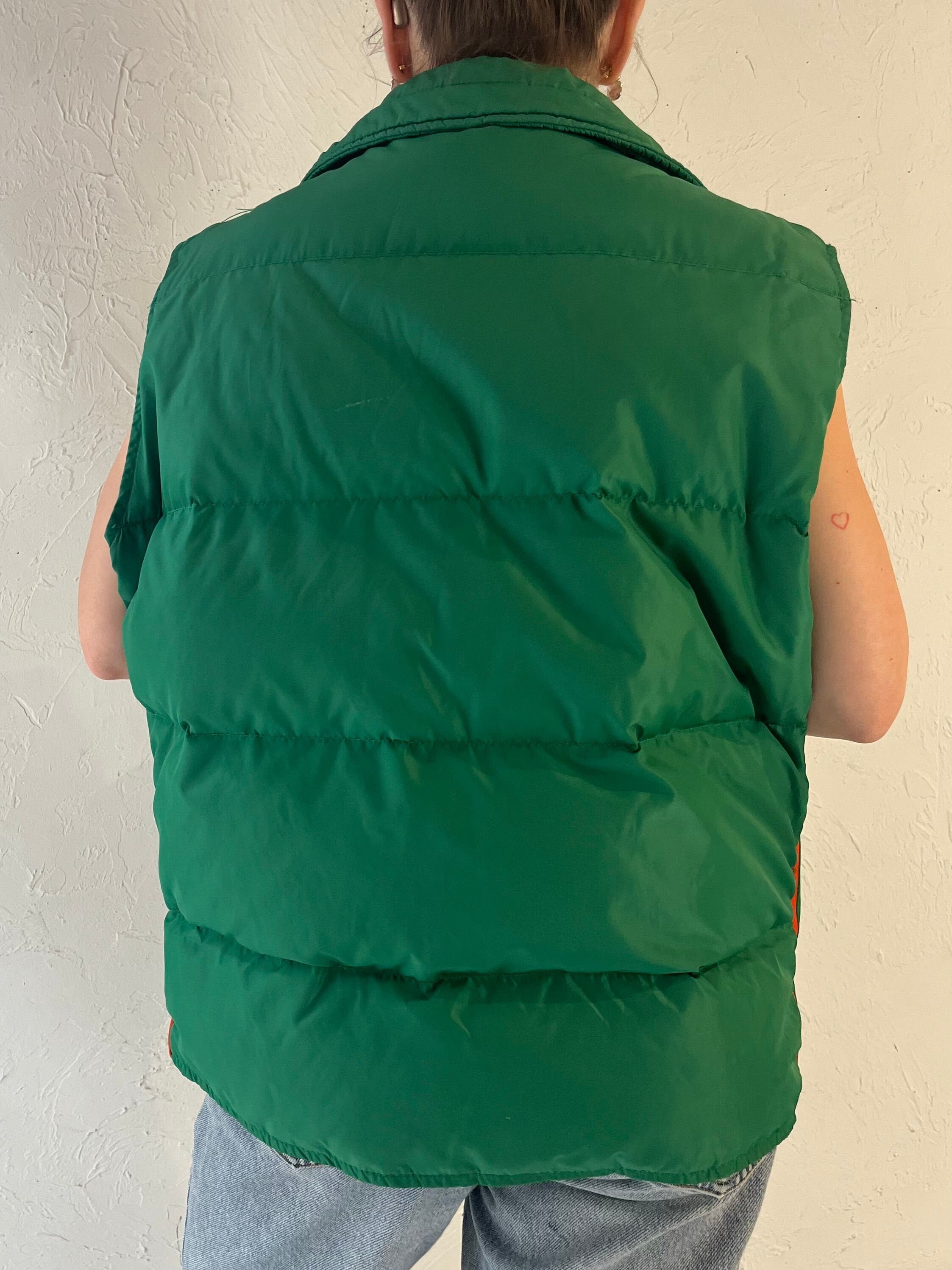 80s 'topher' Green Quilted Nylon Down Puffer Vest / Large - Etsy
