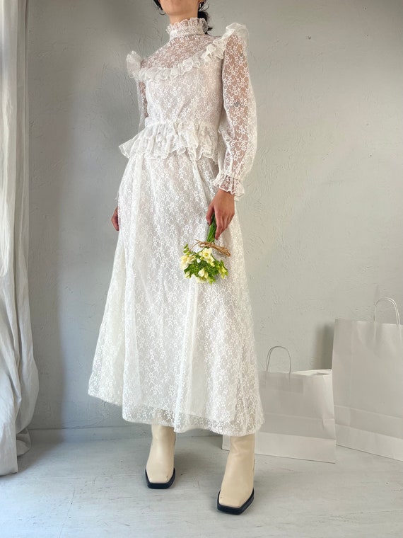 60s 70s Union Made Lace Wedding Dress / Small - Etsy 