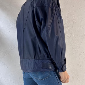 90s Blue Leather Bomber Jacket / Small - Etsy