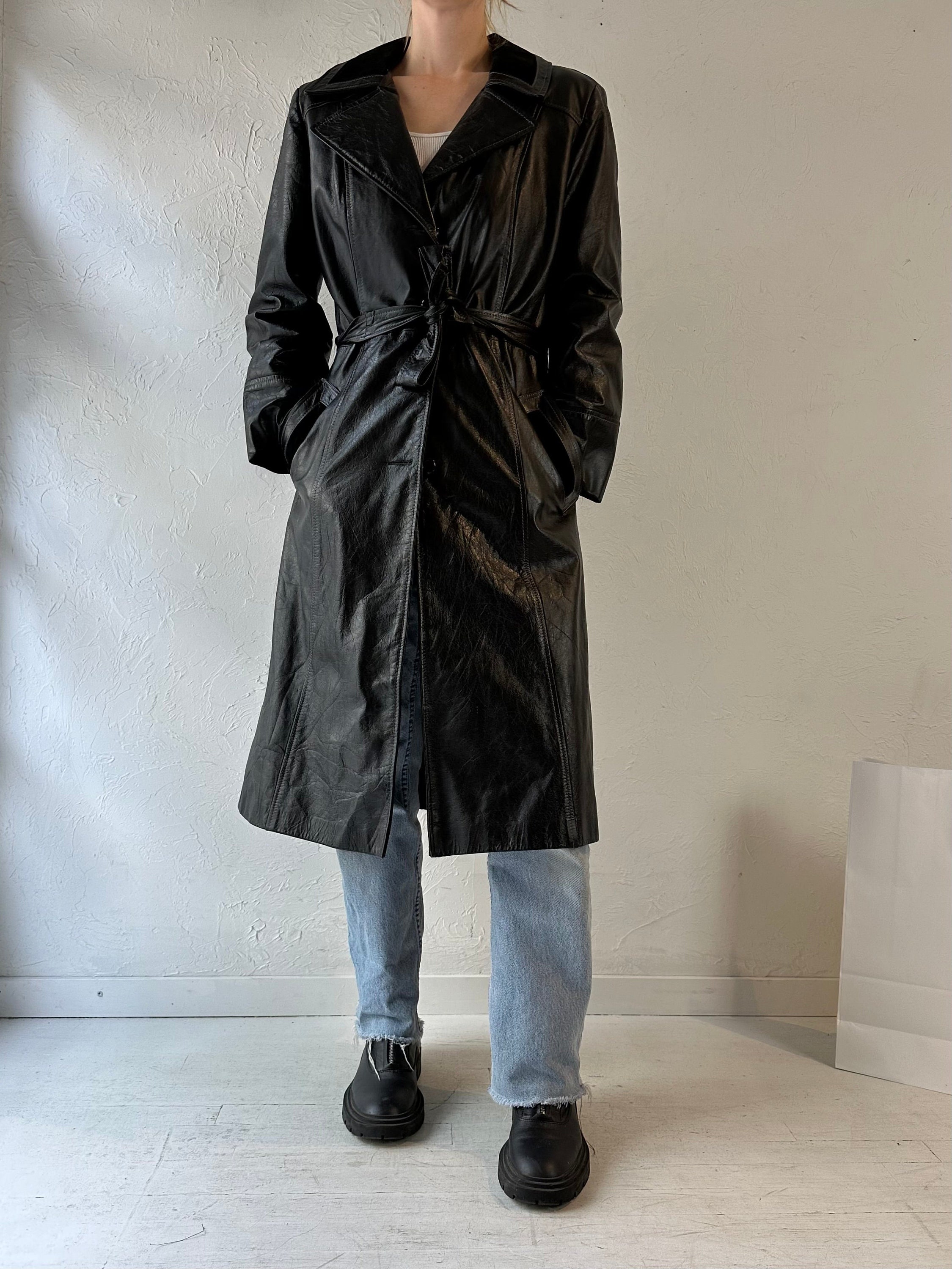 【美品】Ameri Vintage ELEANOR TRENCH COAT Vintage 70s ETIENNE AIGNER Womens 8 Leather Trench Coat