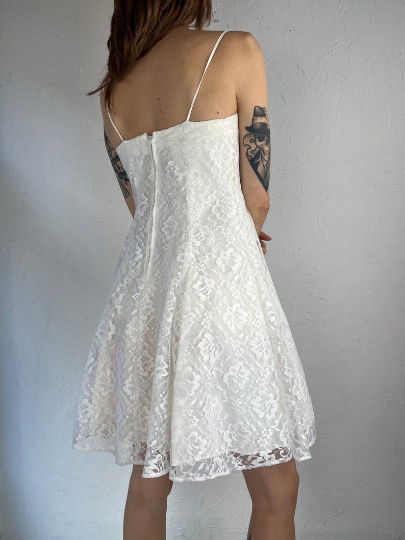 90s White Lace Party Dress / Small - Medium