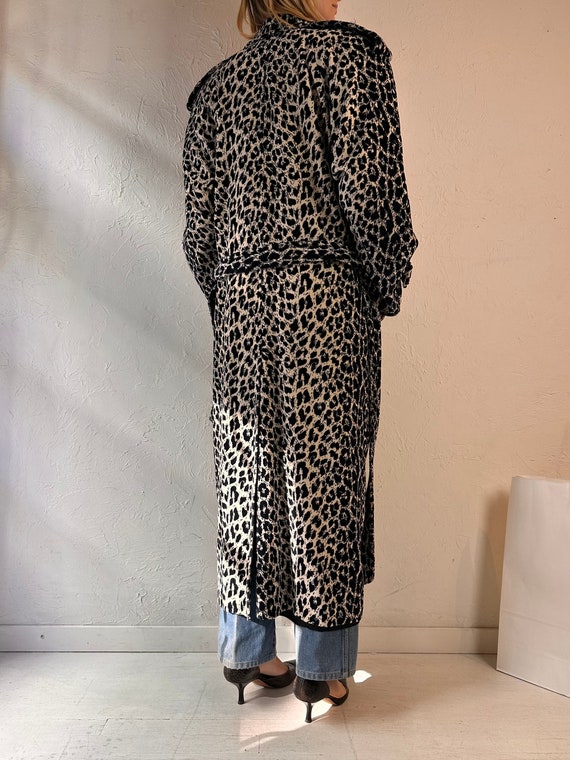 70s 'Towne House' Leopard Print Trench Coat / Med… - image 7