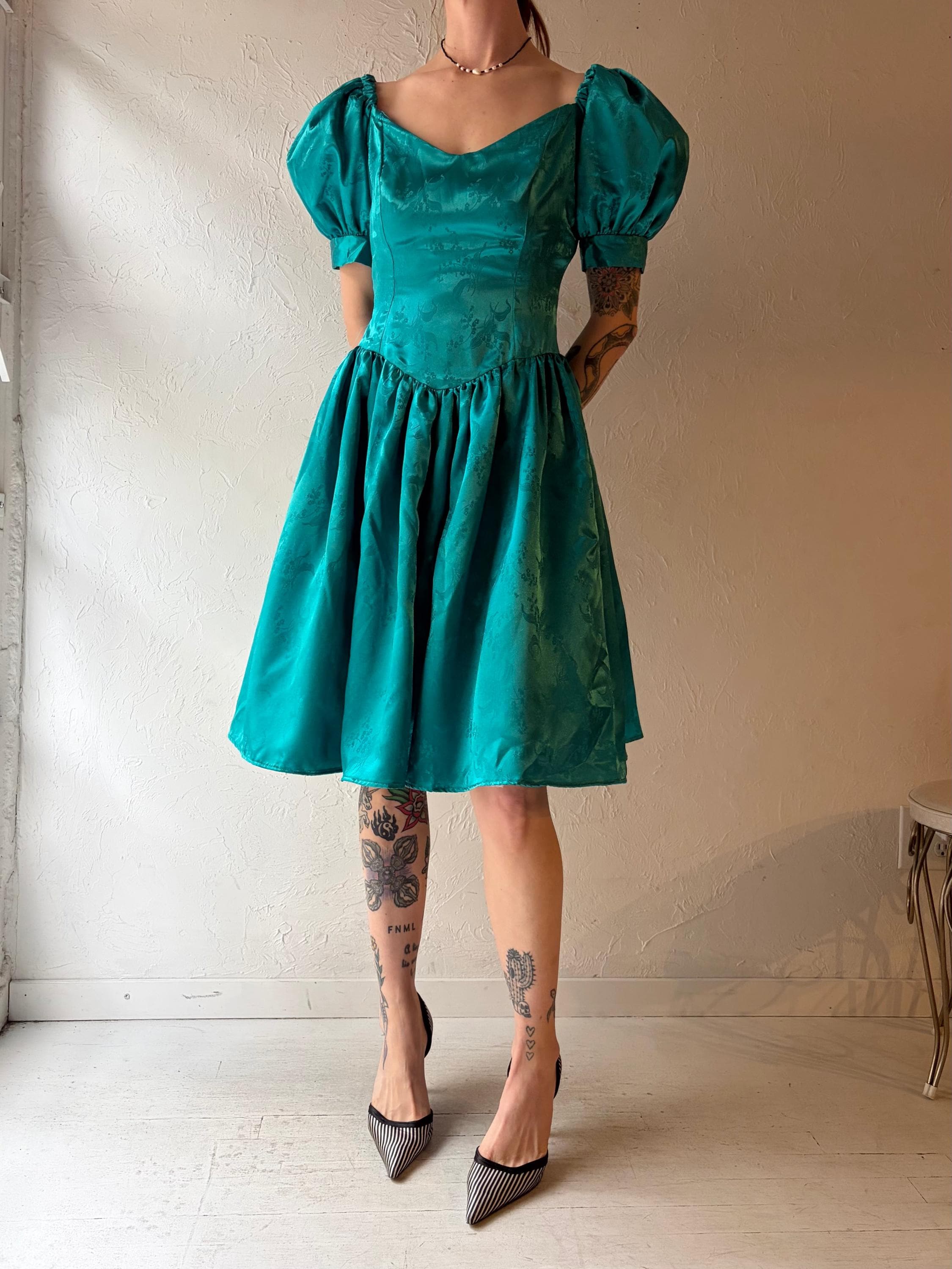 Green Satin Mini Dress - Etsy Canada