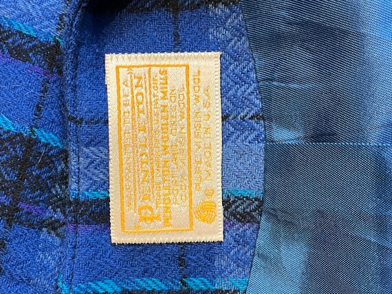 80s 'pendleton' Blue Plaid Knit Wool Jacket / Large - Etsy