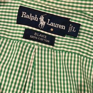 Y2K 'Ralph Lauren' Green Gingham Shirt / Large