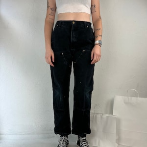 90's carhartt black double knee usa製 Carhartt Vintage double knee Black Mens Canvas Jeans Pants