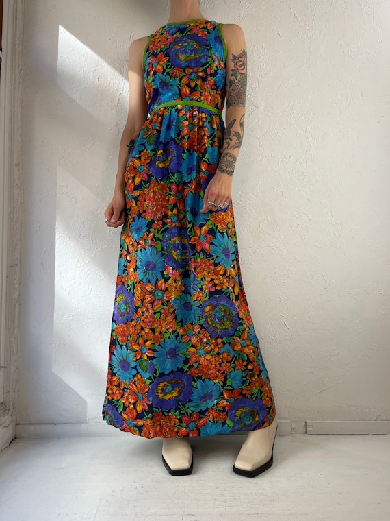 women's blue floral maxi dress Avani Blue Floral Mesh Maxi Dress - M Size - Women's Dresses