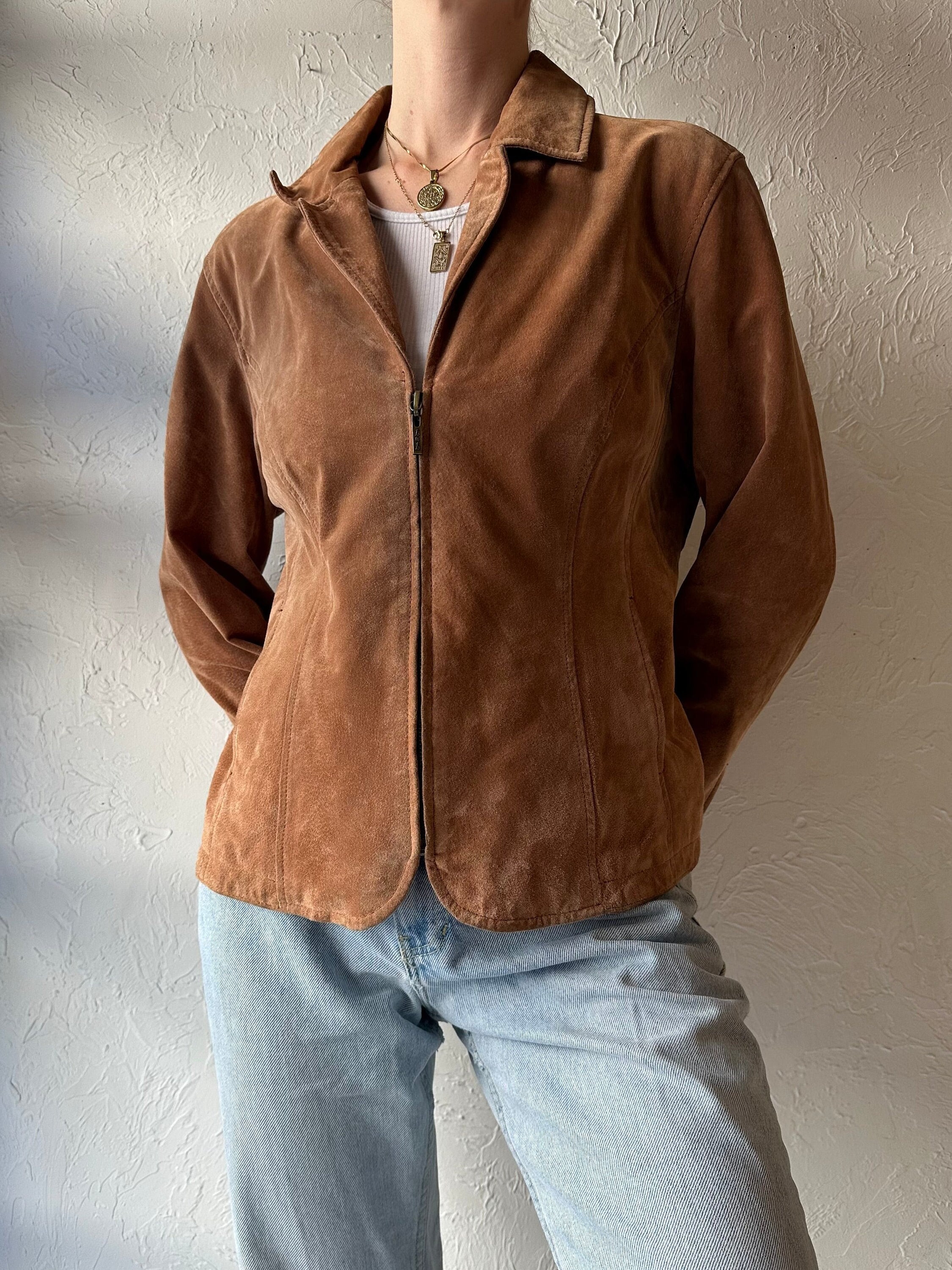 Y2k 'live A Little' Tan Suede Leather Jacket / Large - Etsy Y2k 'live A Little' Tan Suede Leather Jacket / Large - Etsy